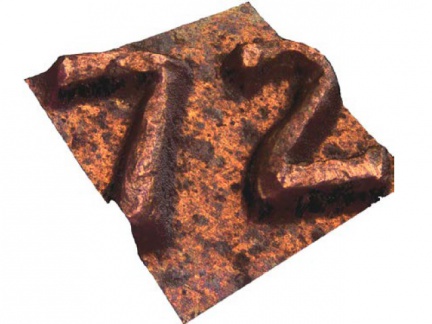 3D profil povrchu měděné mince v režimu TrueColor